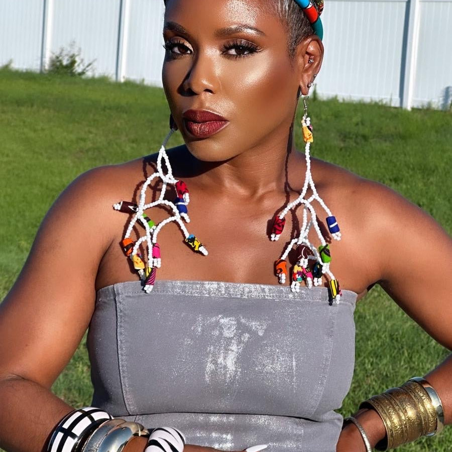 Afrique Elegance Beaded Branch Earrings - Trufacebygrace
