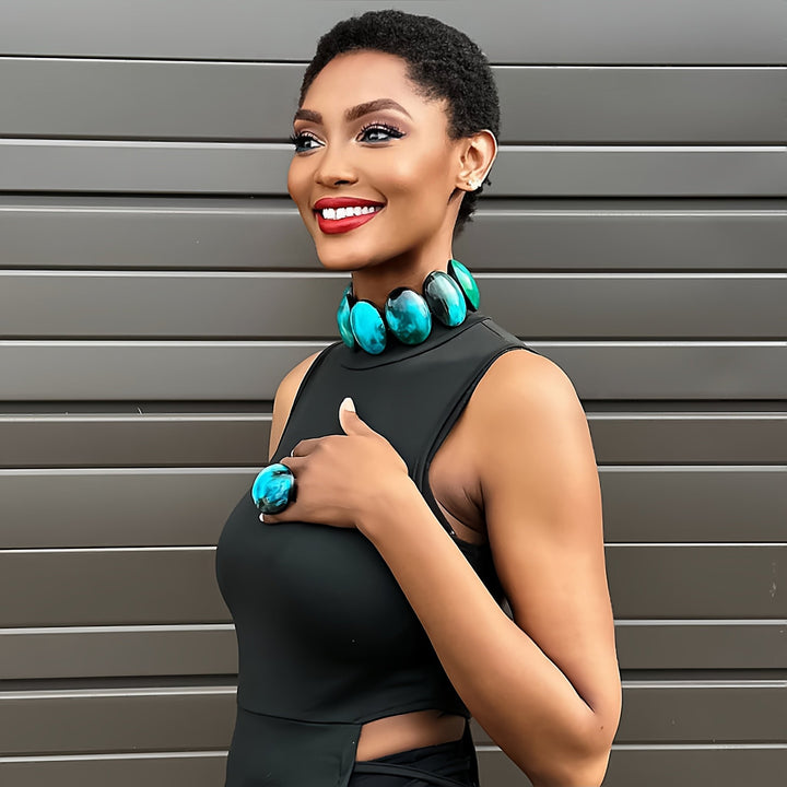 Afro Color Pop Horn Choker Necklace - Trufacebygrace