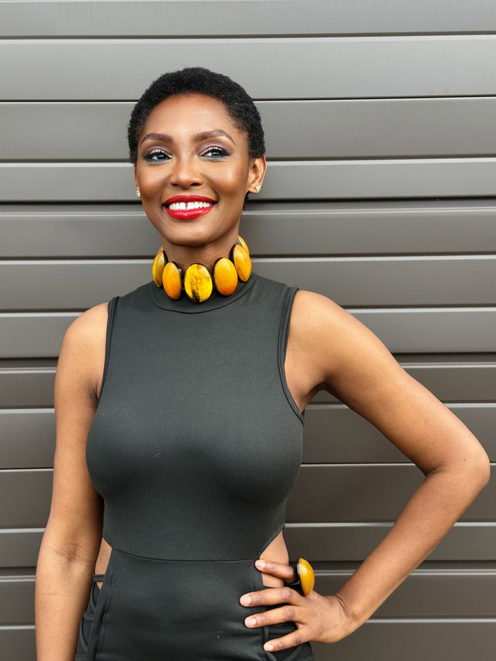 Afro Color Pop Horn Choker Necklace - Trufacebygrace