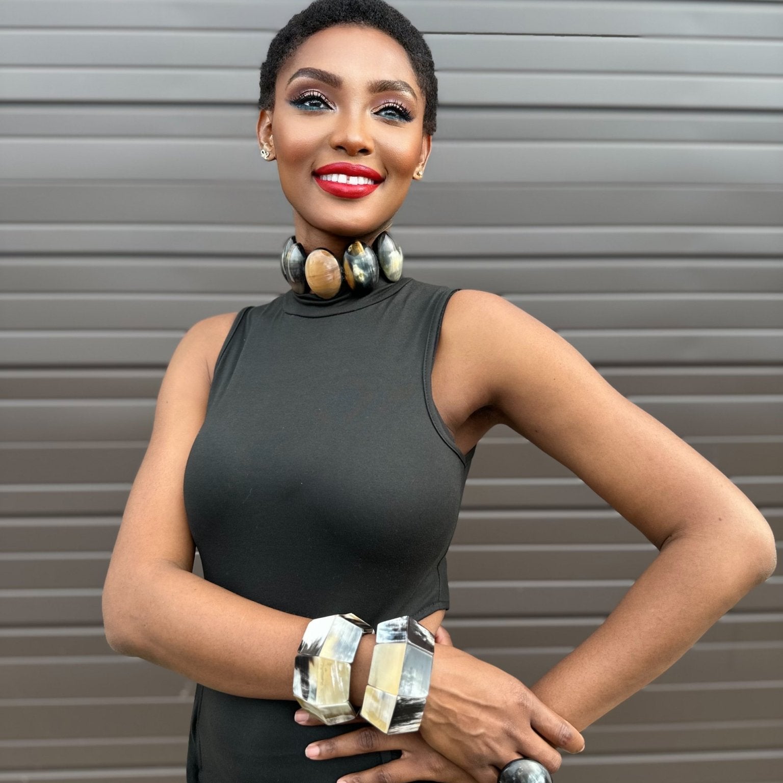 Afro Color Pop Horn Choker Necklace - Trufacebygrace