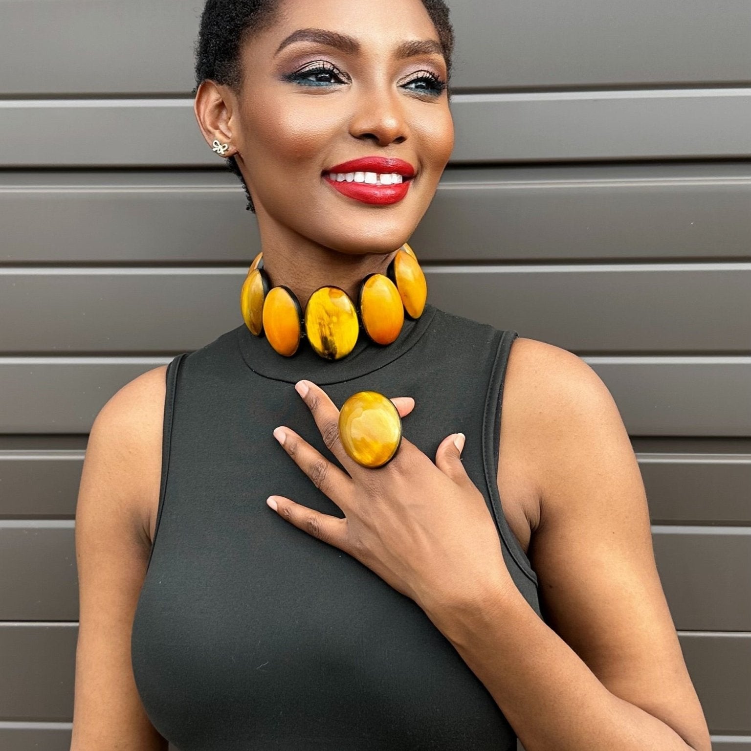 Afro Color Pop Horn Choker Necklace - Trufacebygrace