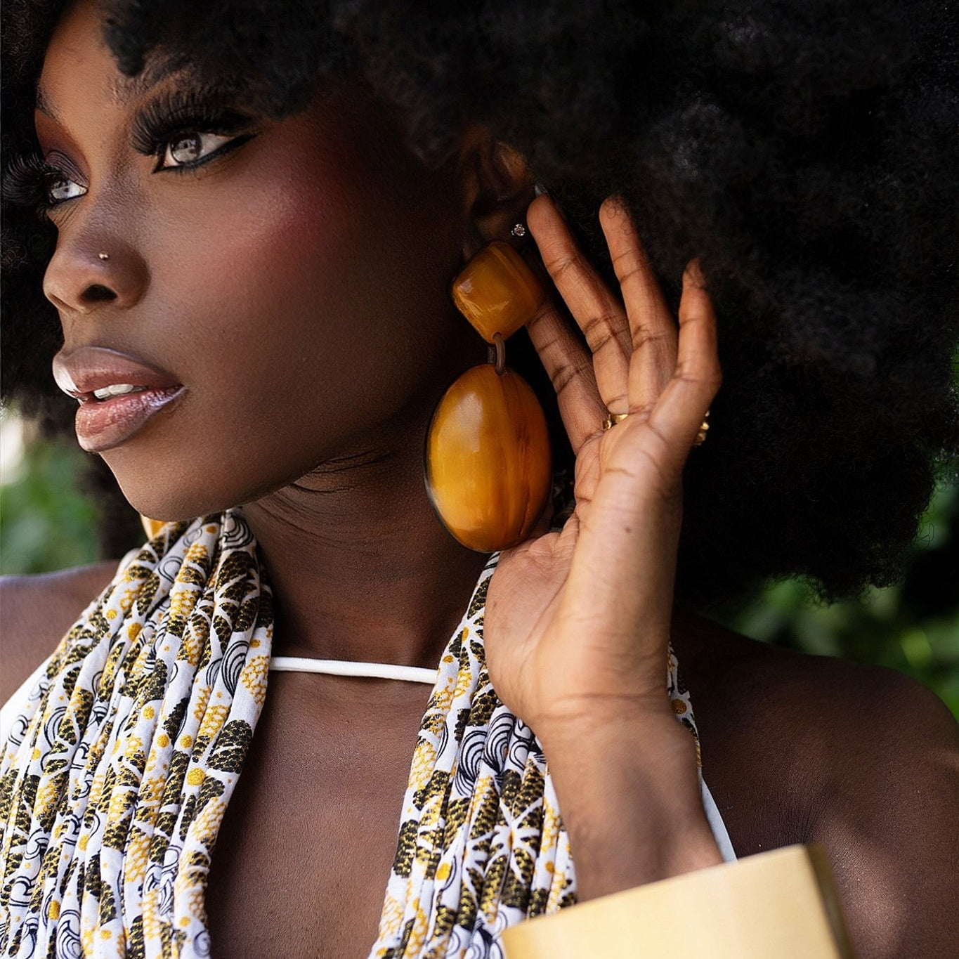 Afro Color Pop Horn Drop Earrings - Trufacebygrace