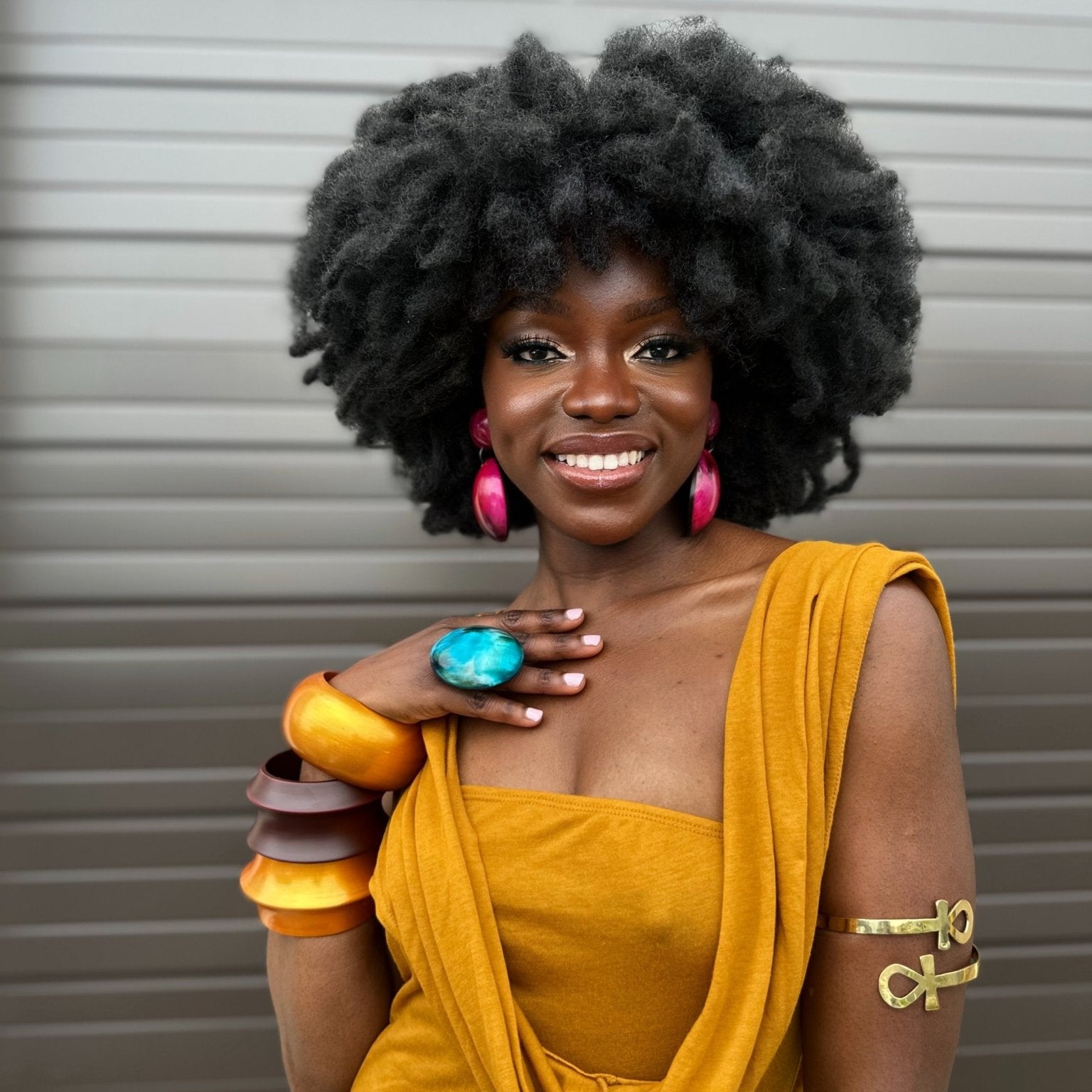Afro Color Pop Horn Drop Earrings - Trufacebygrace