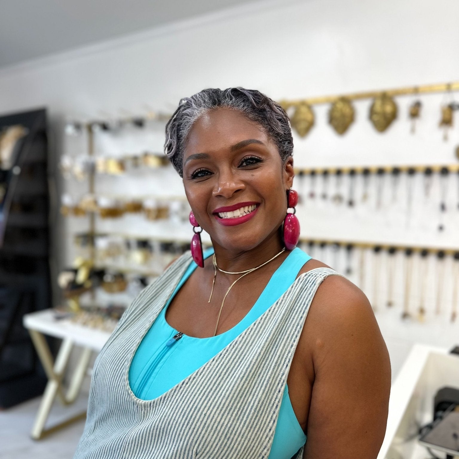 Afro Color Pop Horn Drop Earrings - Trufacebygrace
