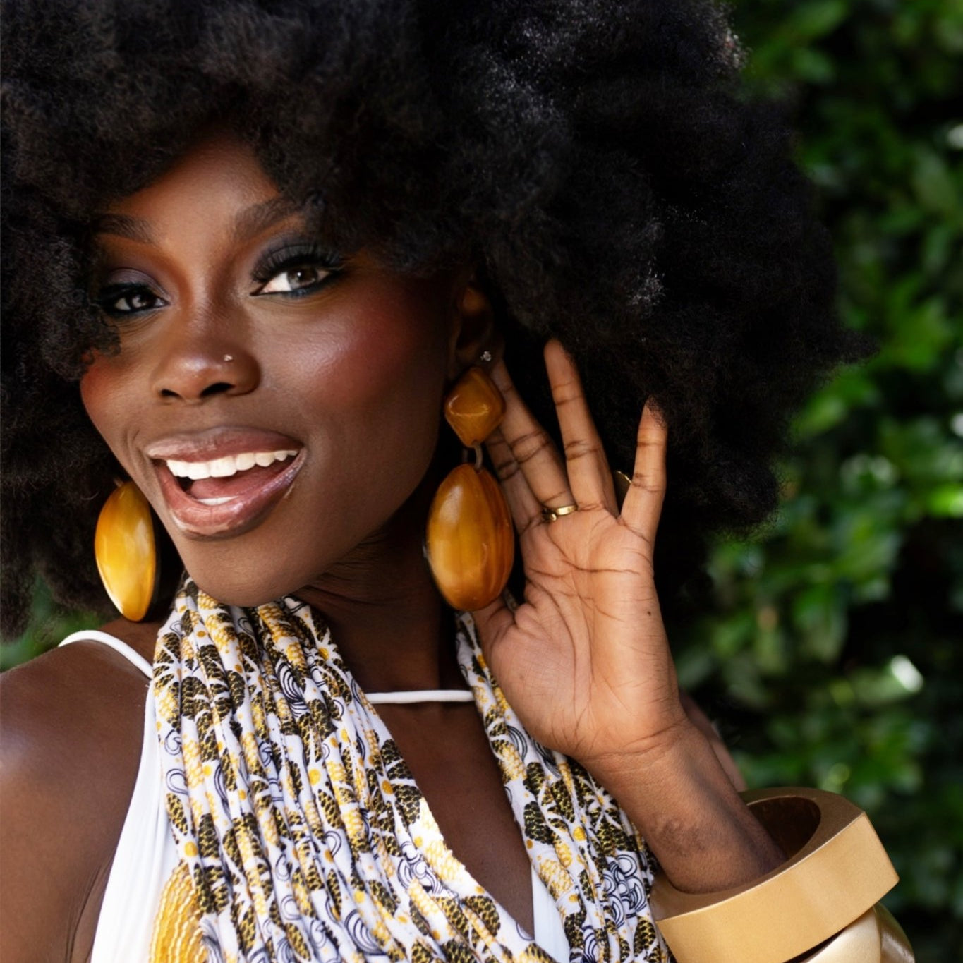 Afro Color Pop Horn Drop Earrings - Trufacebygrace