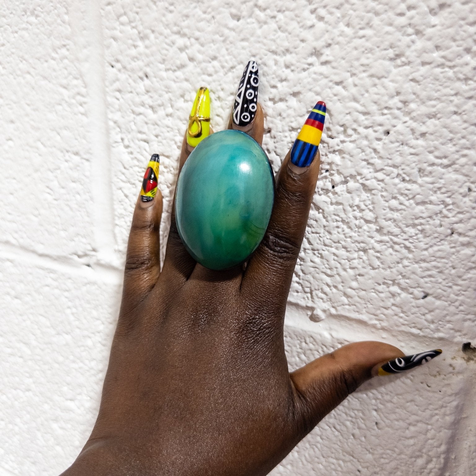 Afro Color Pop Horn Ring - Azure Series - Trufacebygrace