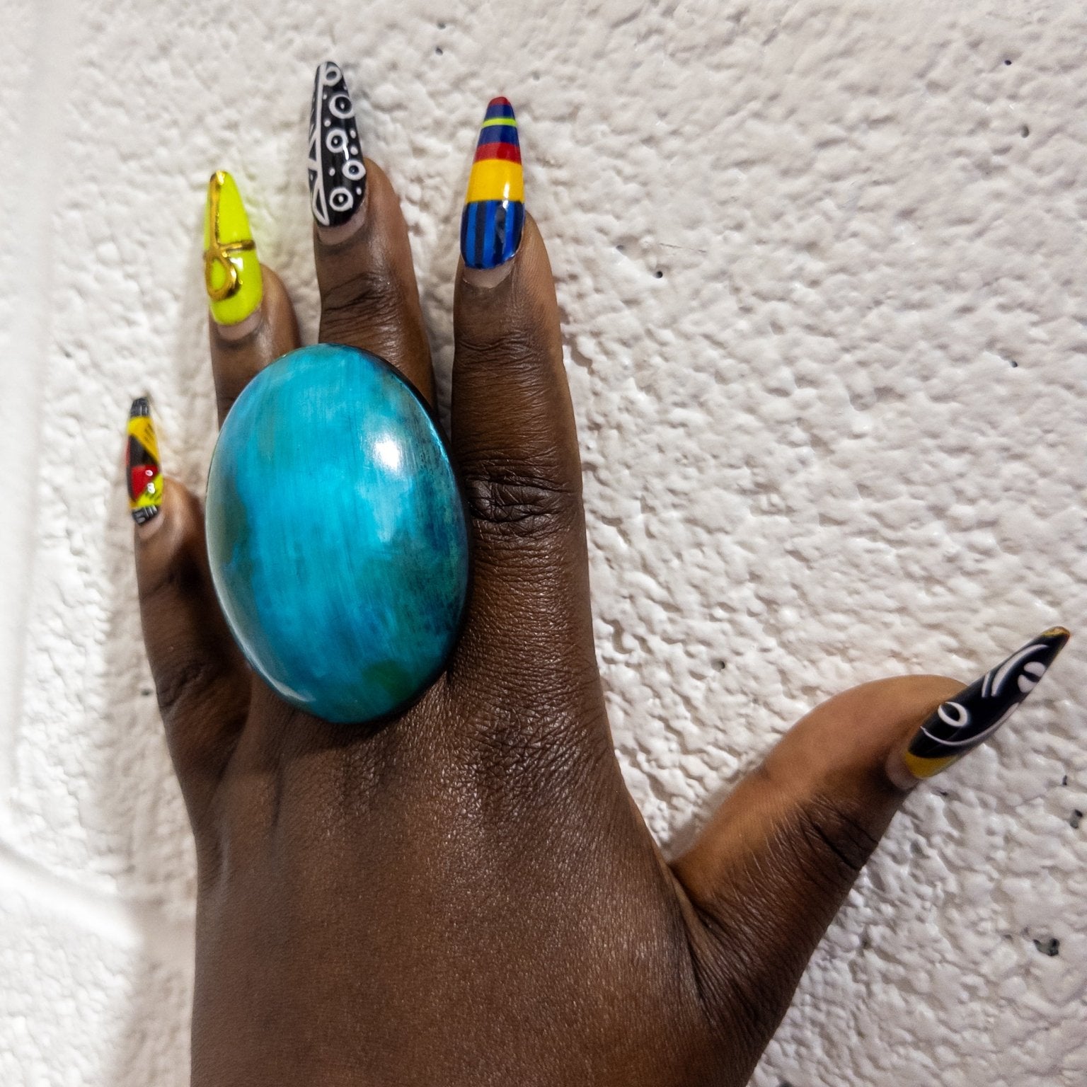 Afro Color Pop Horn Ring - Azure Series - Trufacebygrace