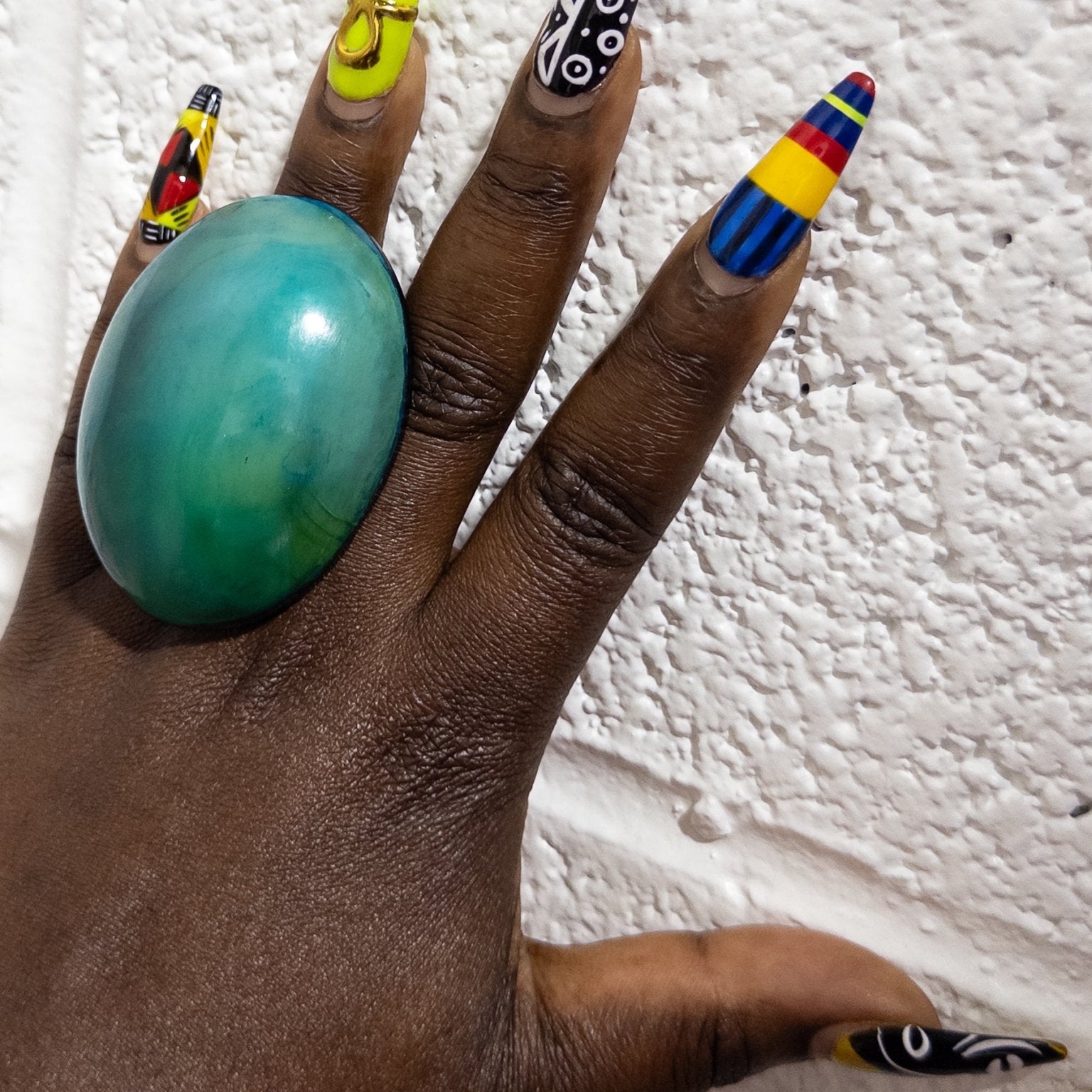 Afro Color Pop Horn Ring - Azure Series - Trufacebygrace