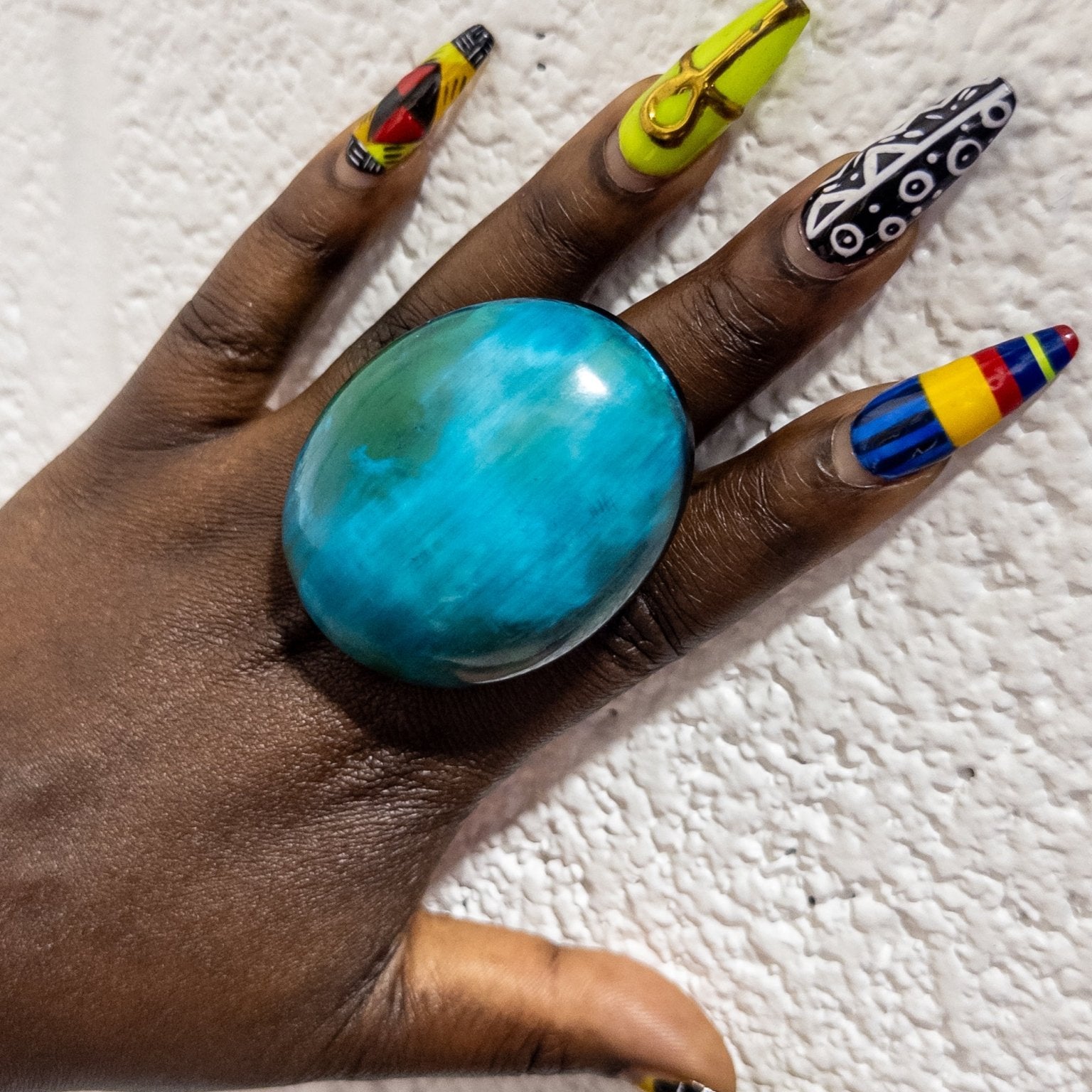 Afro Color Pop Horn Ring - Azure Series - Trufacebygrace