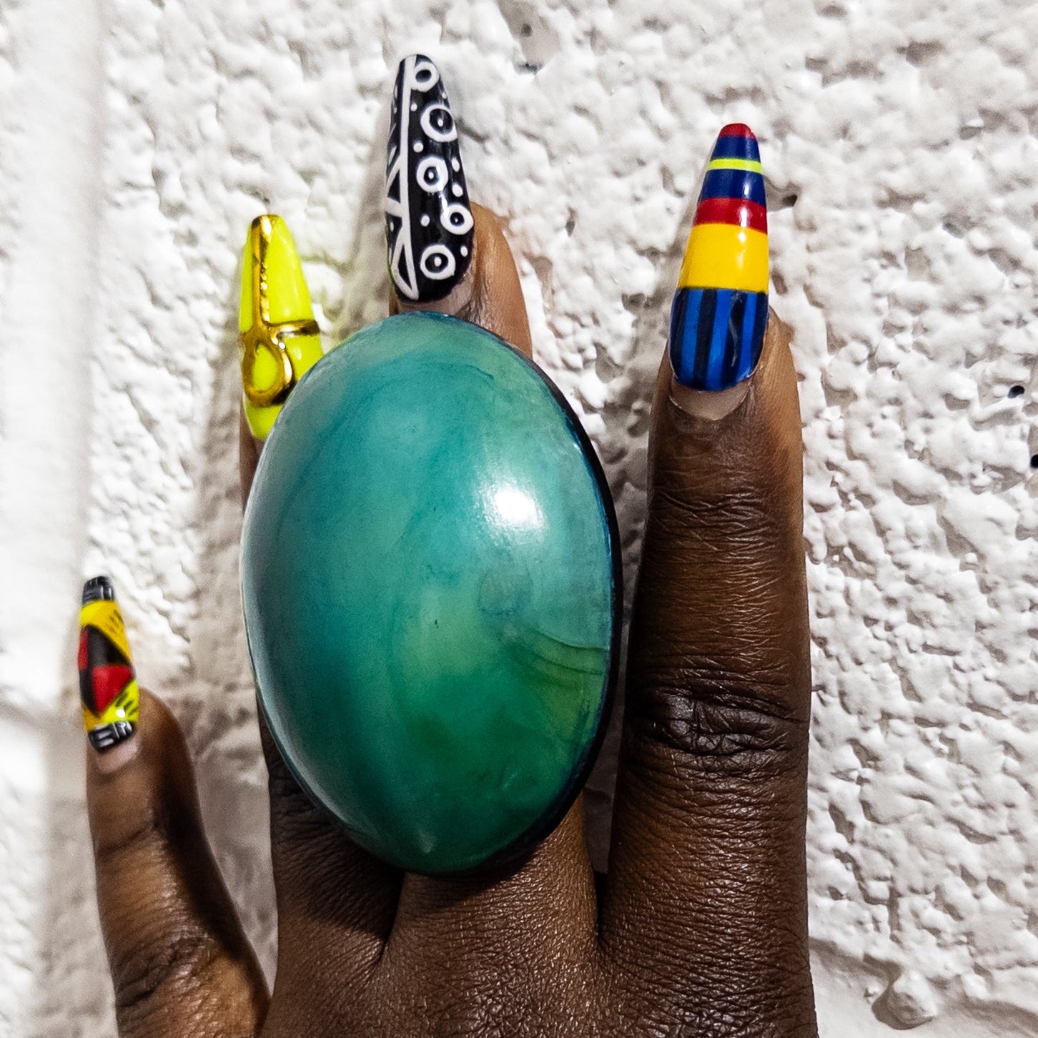 Afro Color Pop Horn Ring - Azure Series - Trufacebygrace