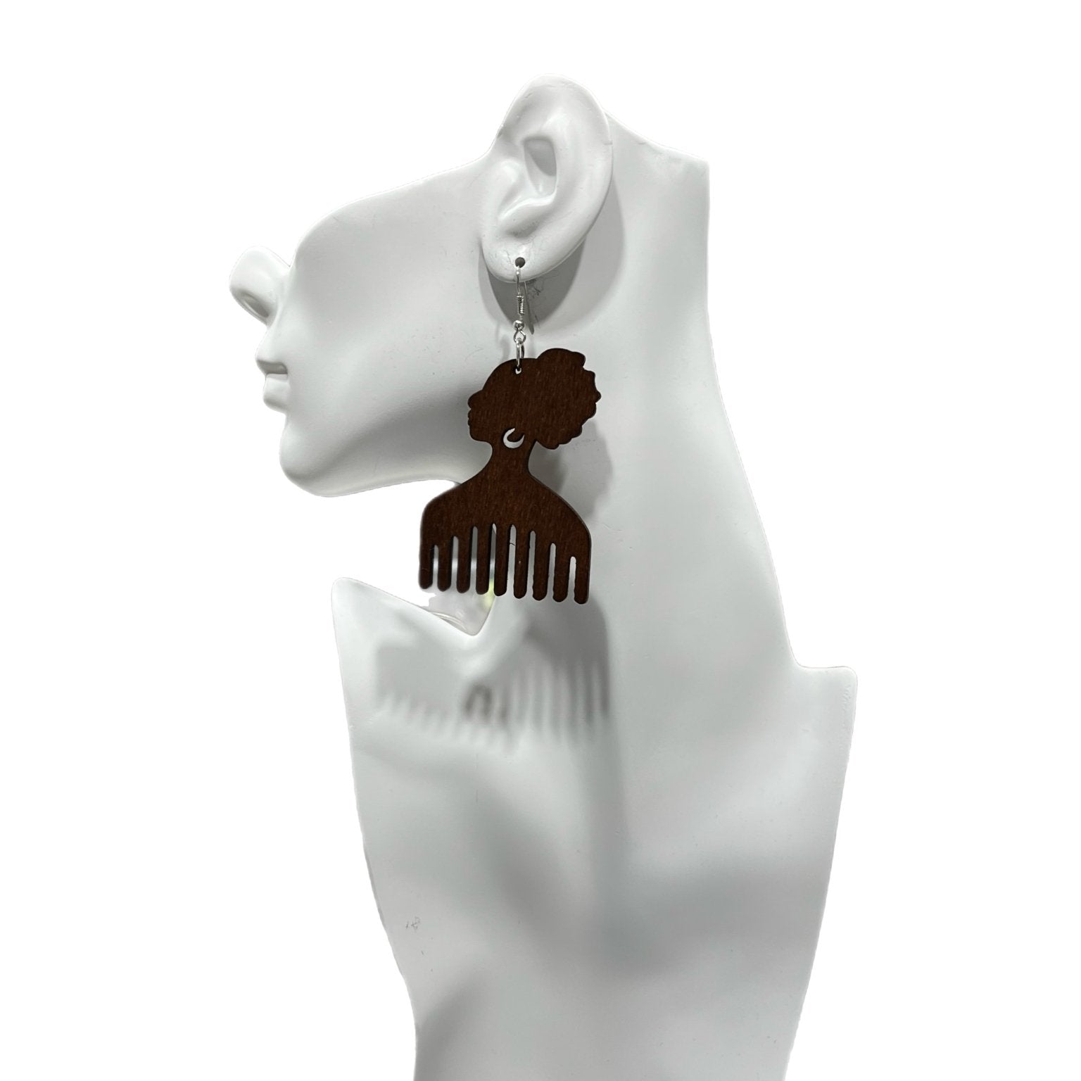 Afro comb and adinkra symbols Wooden Earrings - Trufacebygrace