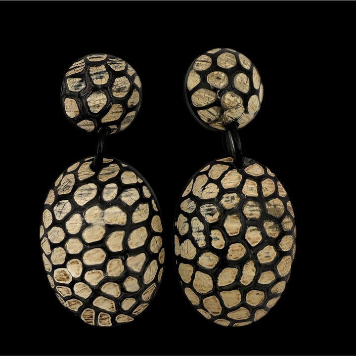 Afro Safari Horn Dangling Print Earrings - Trufacebygrace