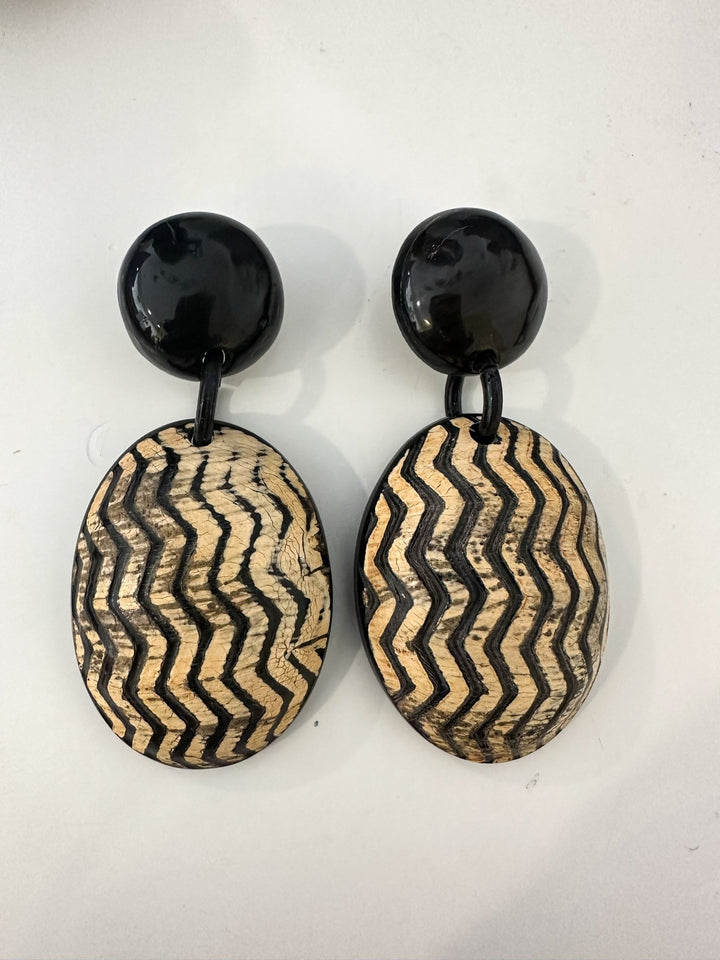 Afro Safari Horn Dangling Print Earrings - Trufacebygrace