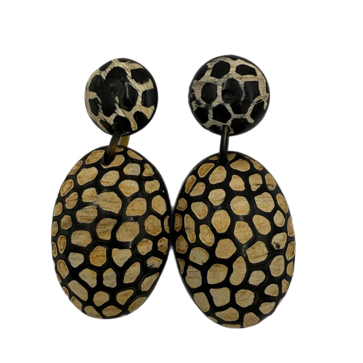 Afro Safari Horn Dangling Print Earrings - Trufacebygrace