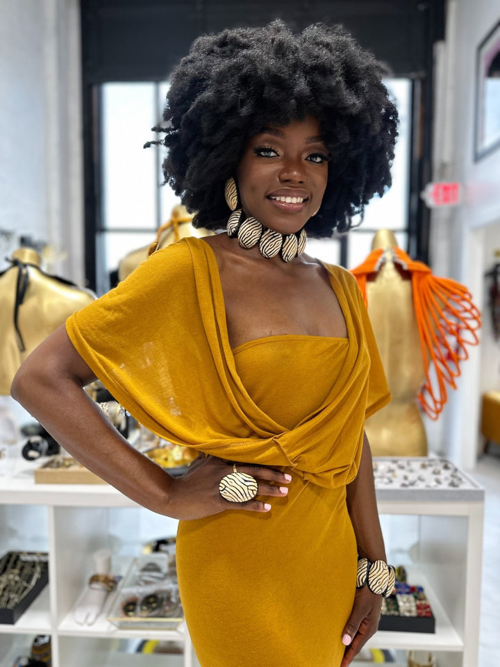 Afro Safari Horn Print Choker Necklace - Trufacebygrace