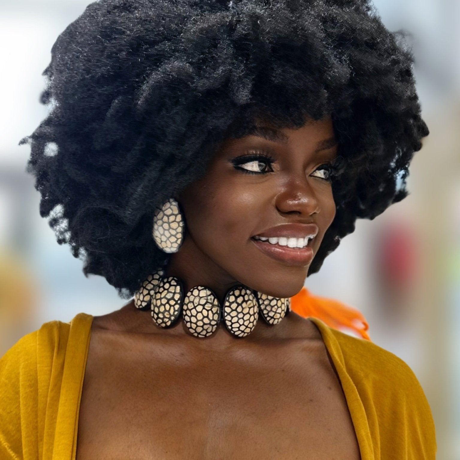Afro Safari Horn Print Choker Necklace - Trufacebygrace