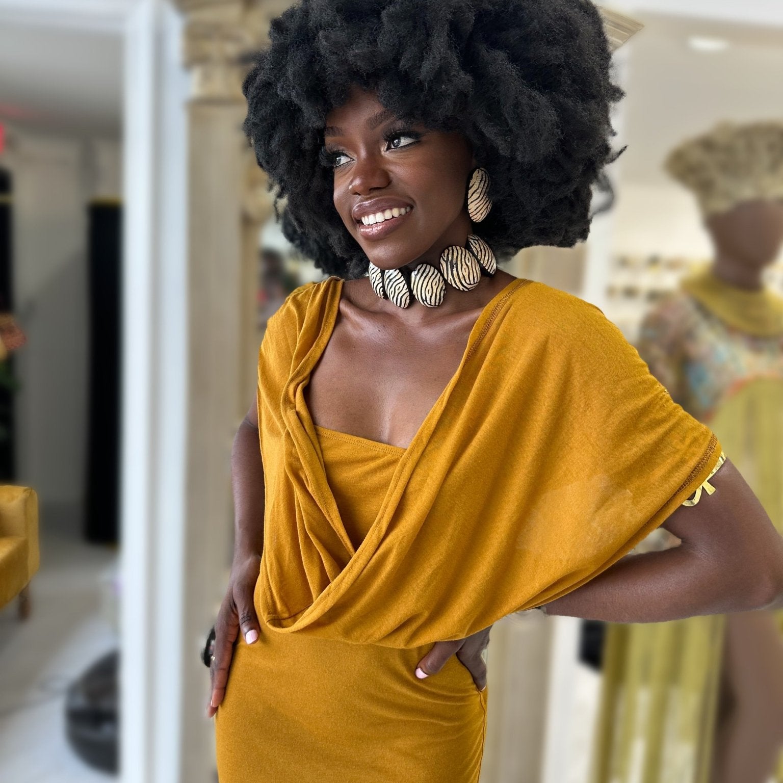 Afro Safari Horn Print Choker Necklace - Trufacebygrace