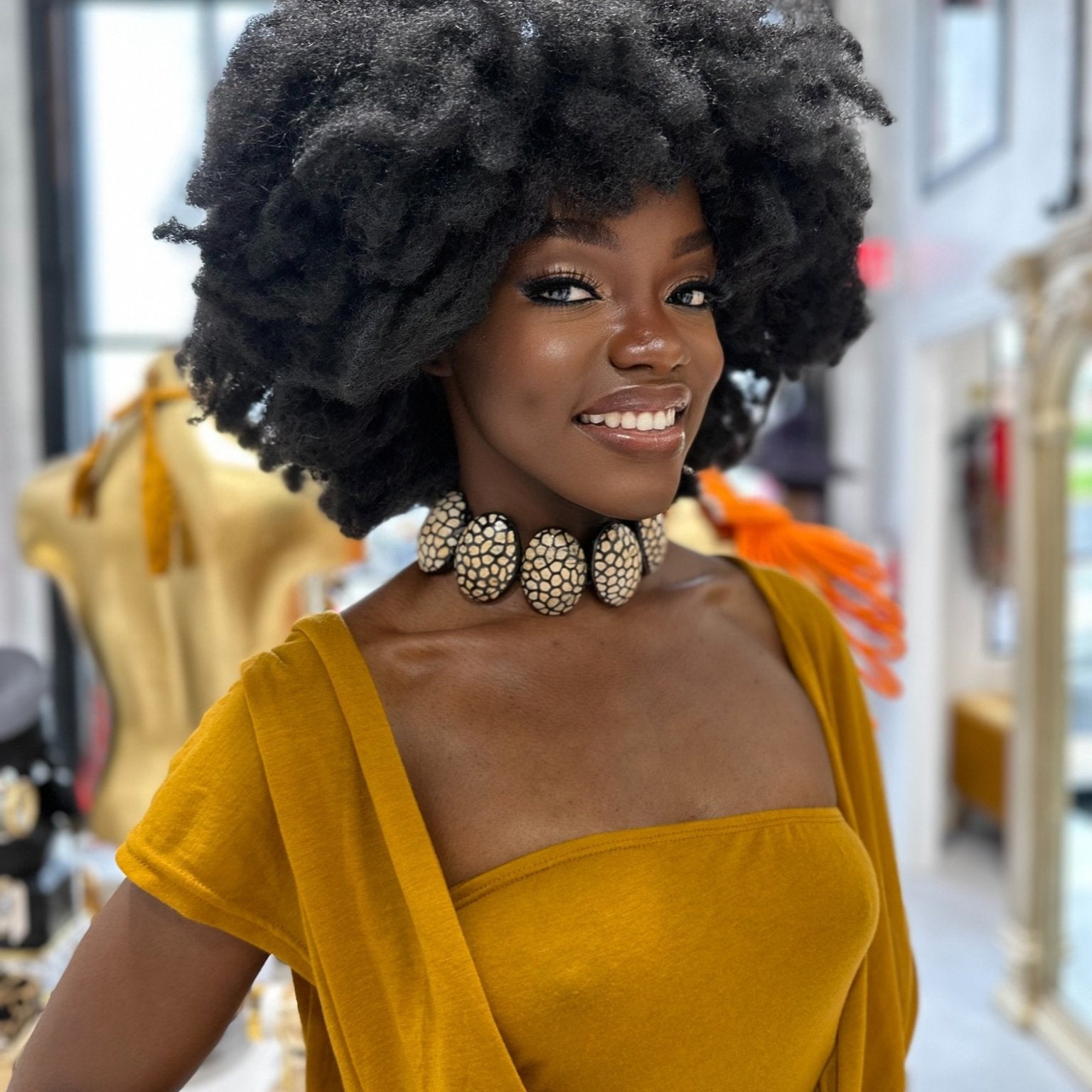 Afro Safari Horn Print Choker Necklace - Trufacebygrace