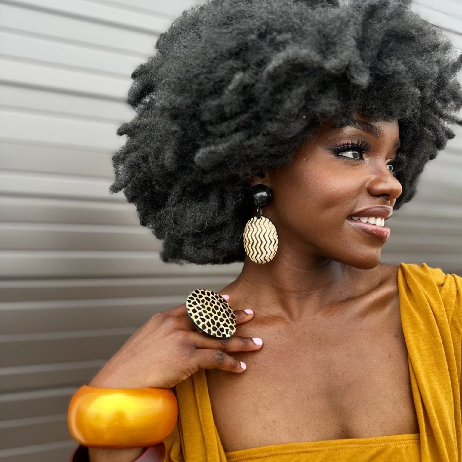 Afro Safari Horn Print Earrings - Trufacebygrace