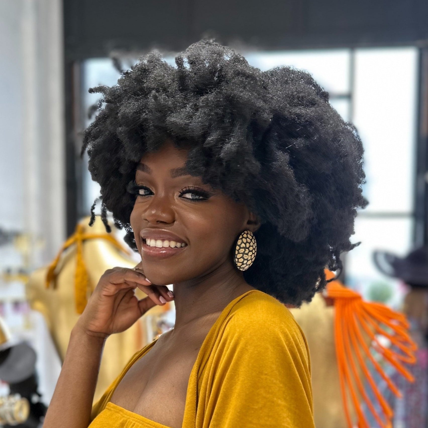 Afro Safari Horn Print Stud Earrings - Trufacebygrace
