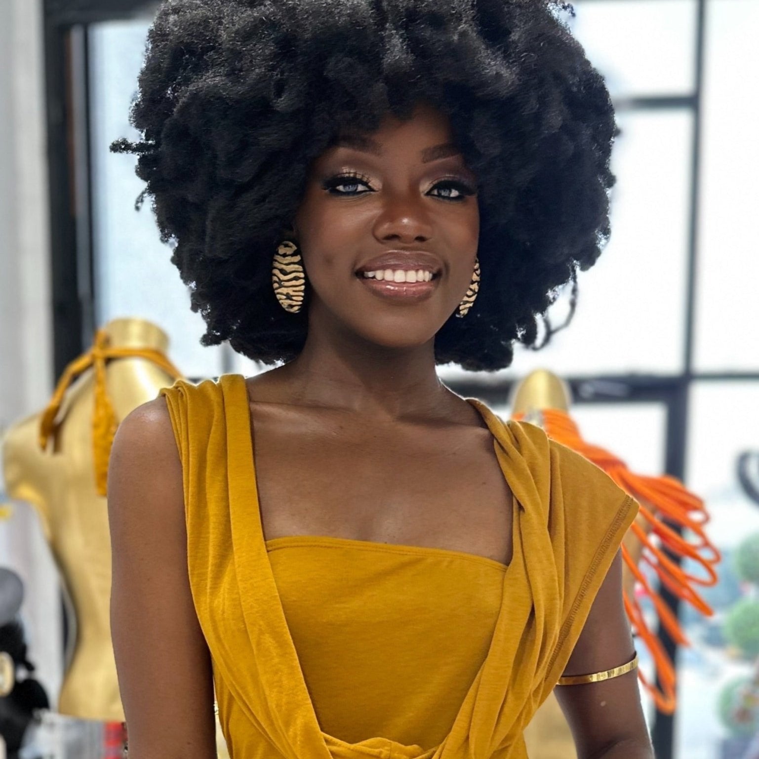 Afro Safari Horn Print Stud Earrings - Trufacebygrace