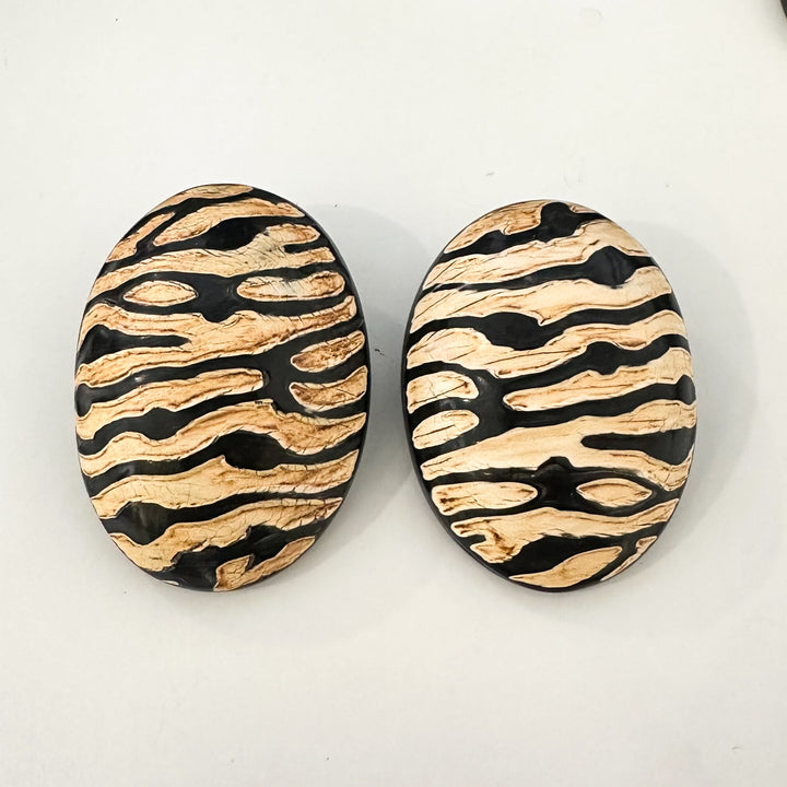 Afro Safari Horn Print Stud Earrings - Trufacebygrace
