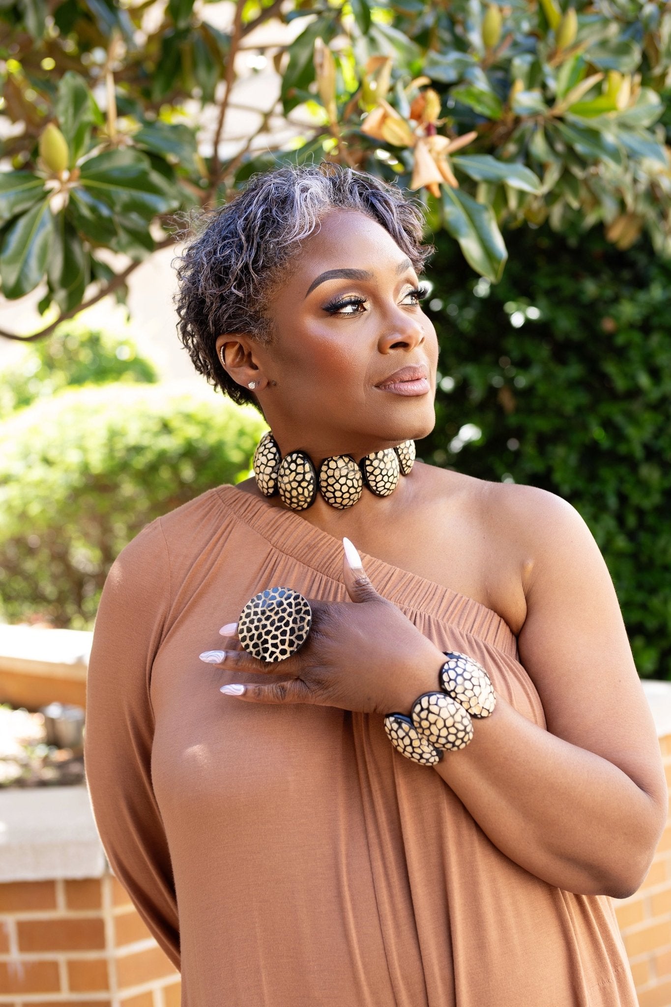 Afro Safari Horn Ring Round - Tortoise Mosaic 3 piece set - Trufacebygrace