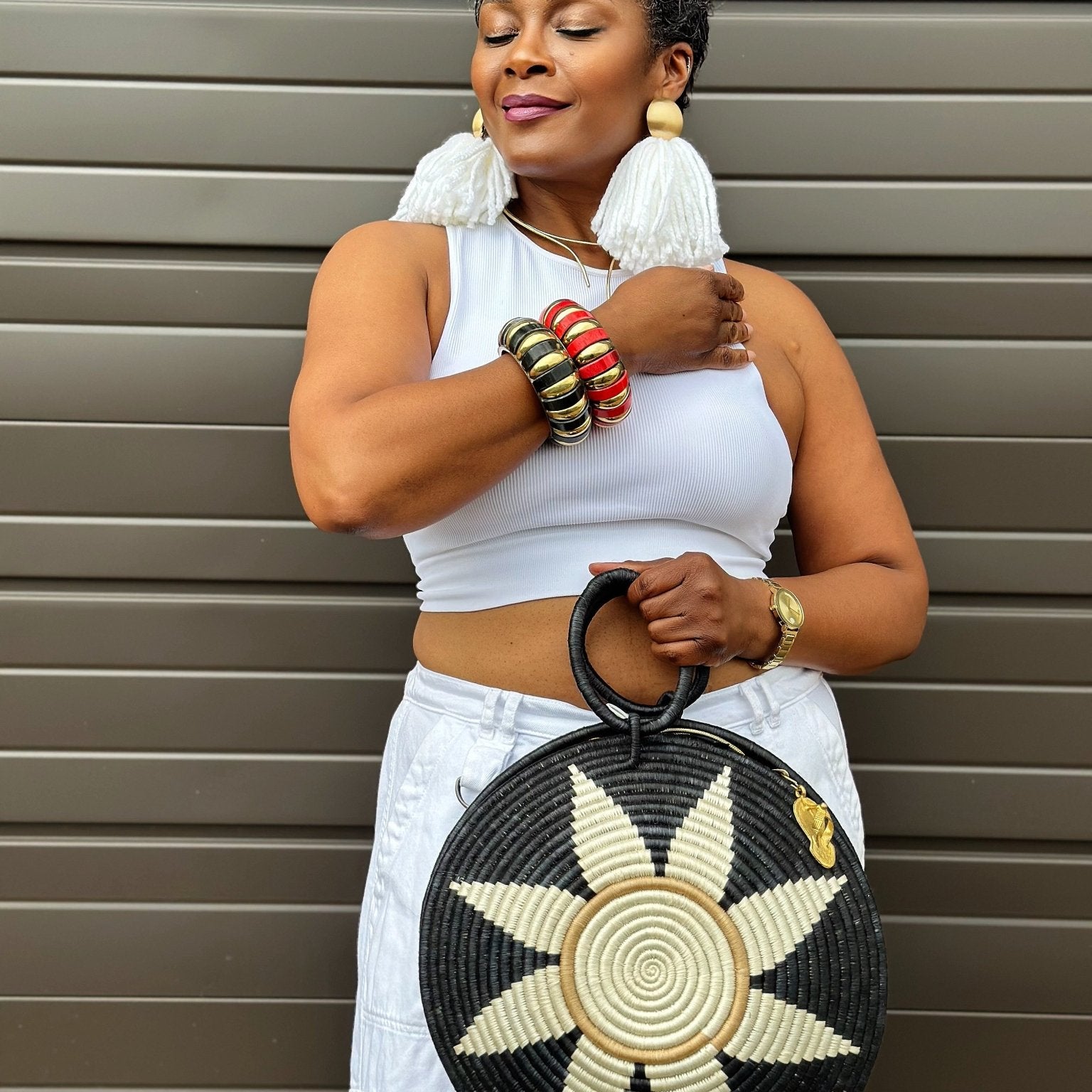 Agaseke Luxe Woven Circle Bag - Trufacebygrace