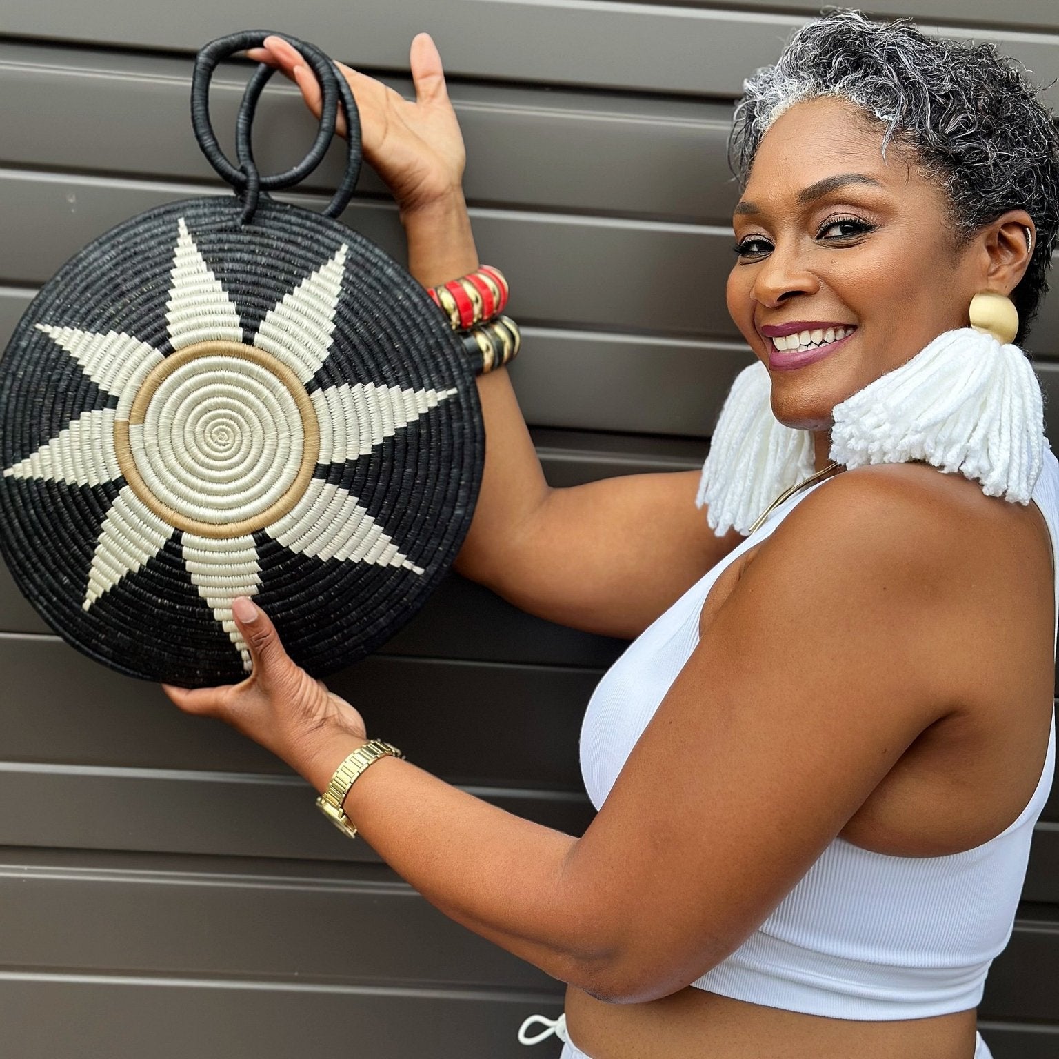 Agaseke Luxe Woven Circle Bag - Trufacebygrace