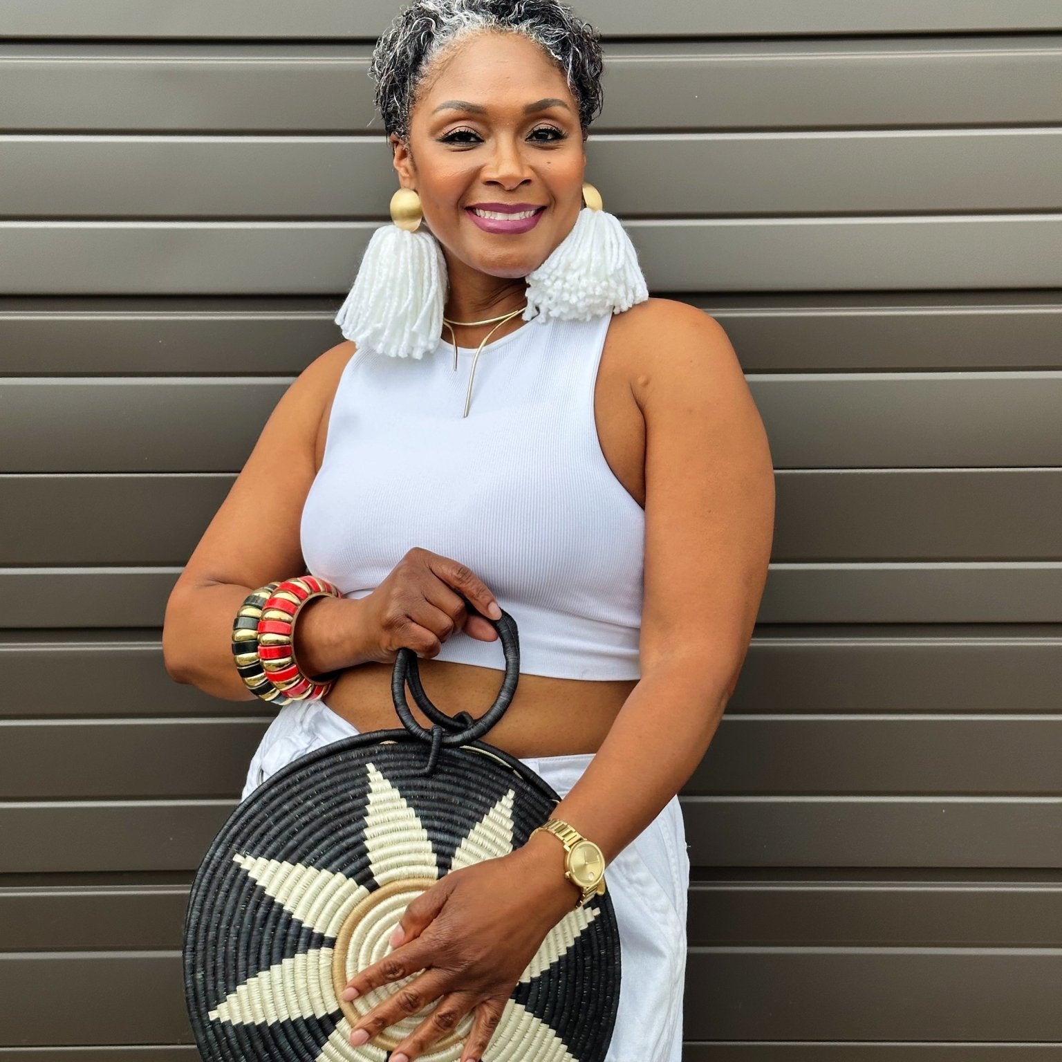 Agaseke Luxe Woven Circle Bag - Trufacebygrace