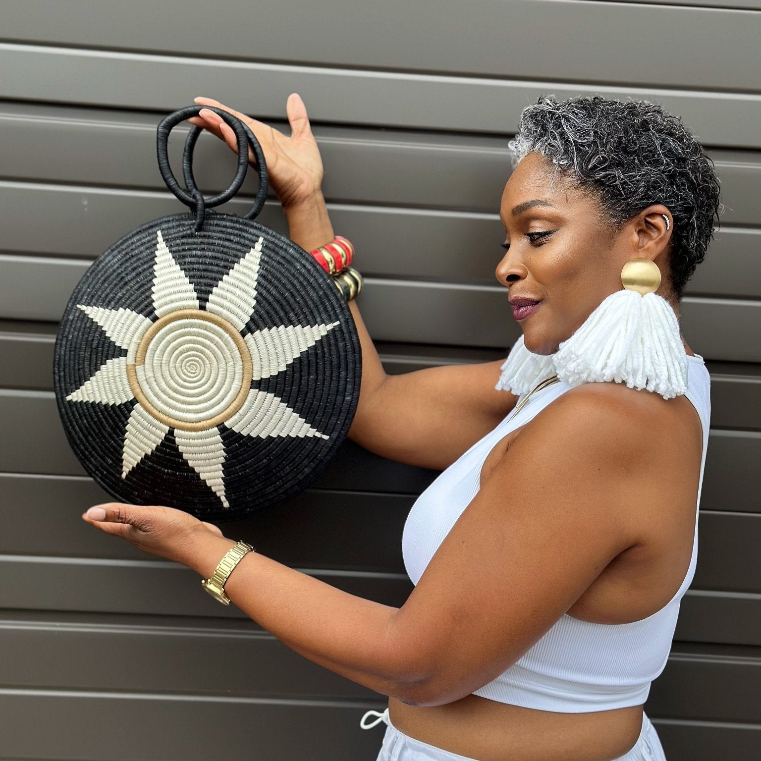 Agaseke Luxe Woven Circle Bag - Trufacebygrace
