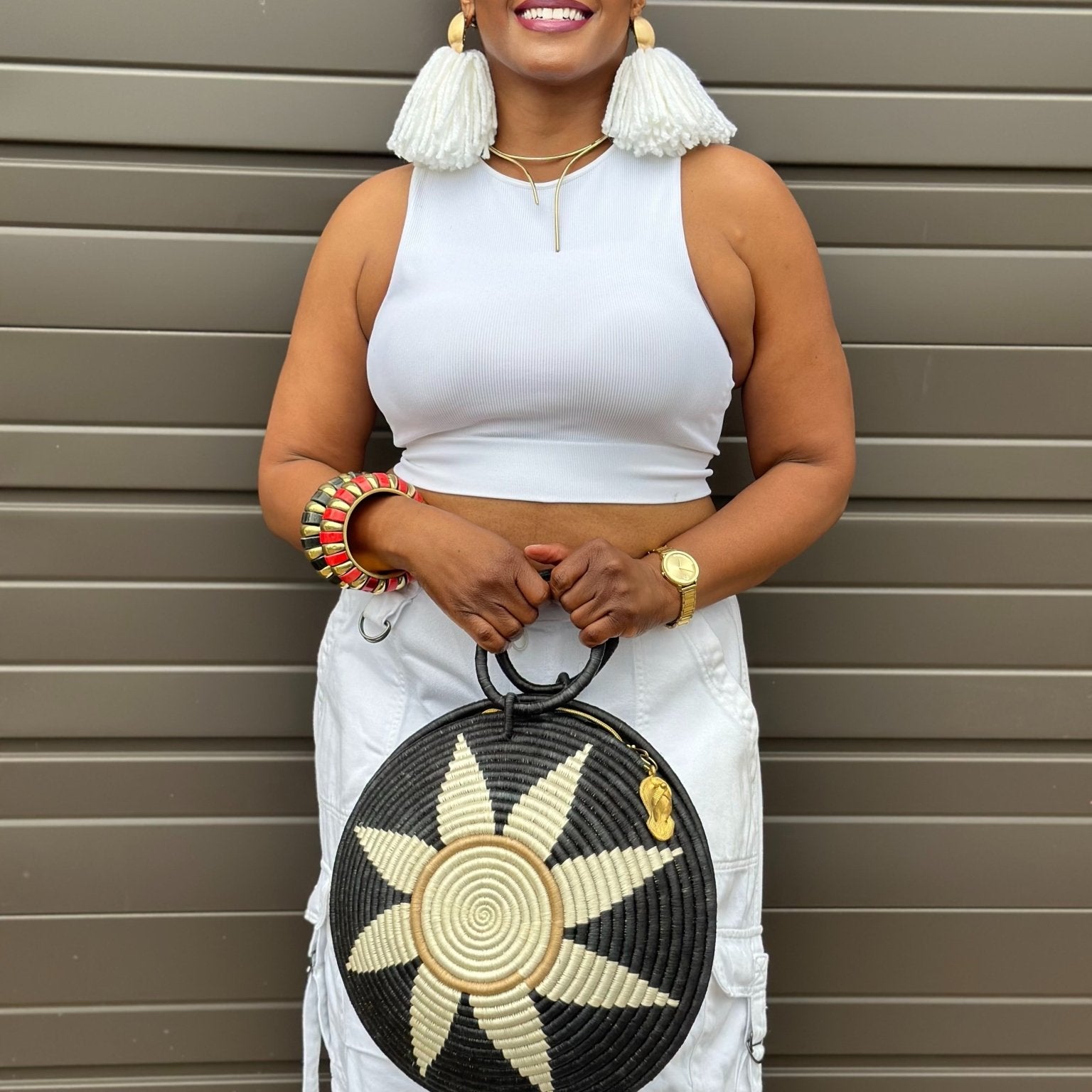 Agaseke Luxe Woven Circle Bag - Trufacebygrace