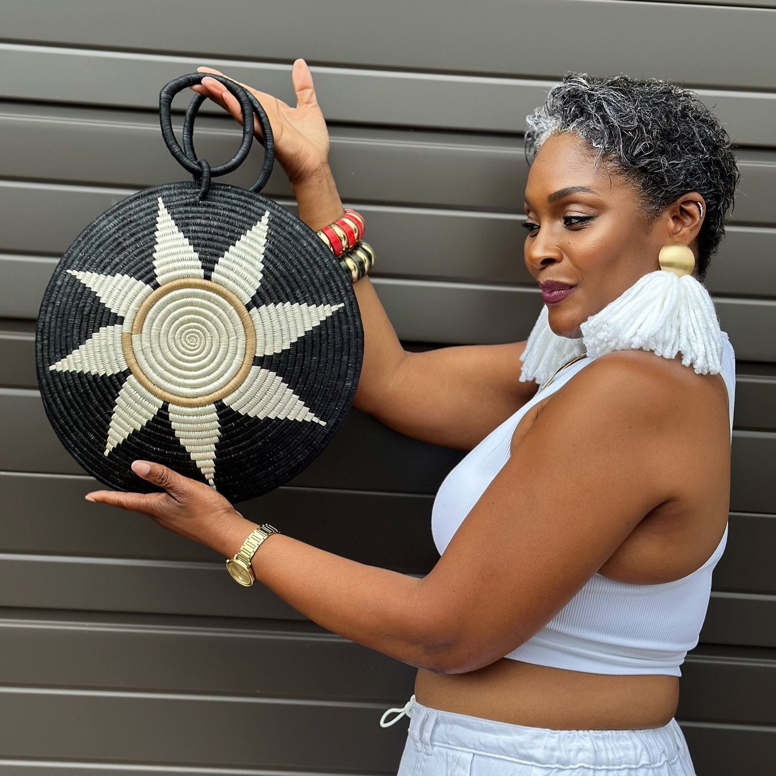 Agaseke Luxe Woven Circle Bag - Trufacebygrace