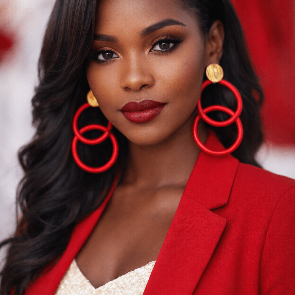Ahenni Red Double - Hoop Earrings - Trufacebygrace