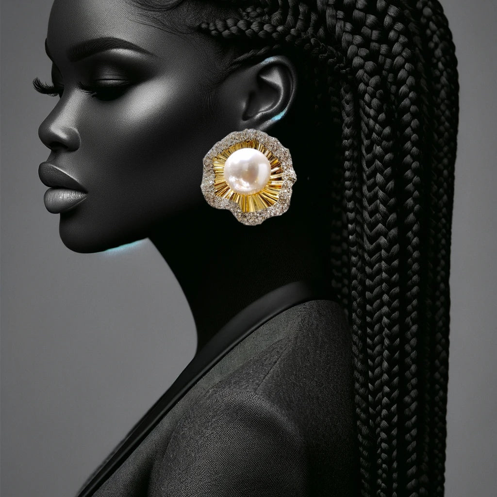 Ahuofe Pearl & Rhinestone Earrings - Trufacebygrace