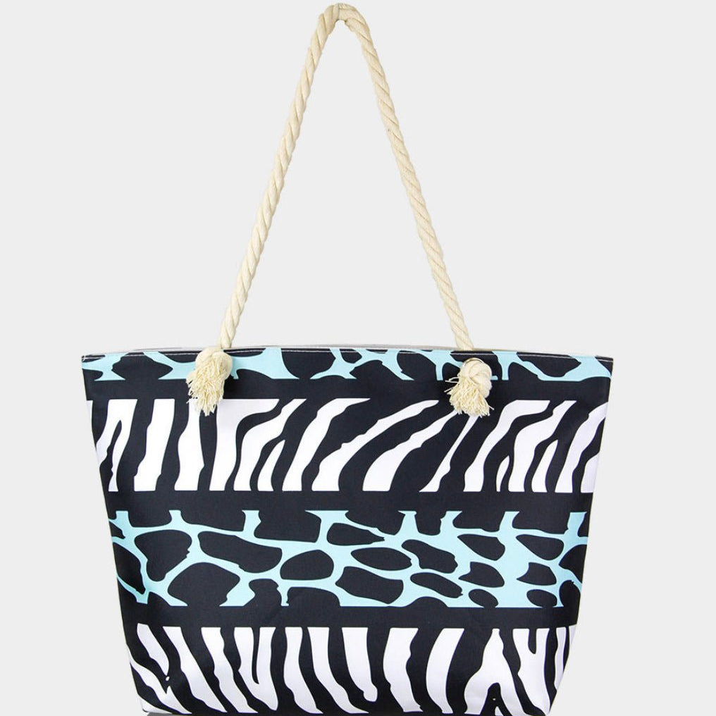 Akosua Animal Zebra Print Beach Bag - Trufacebygrace