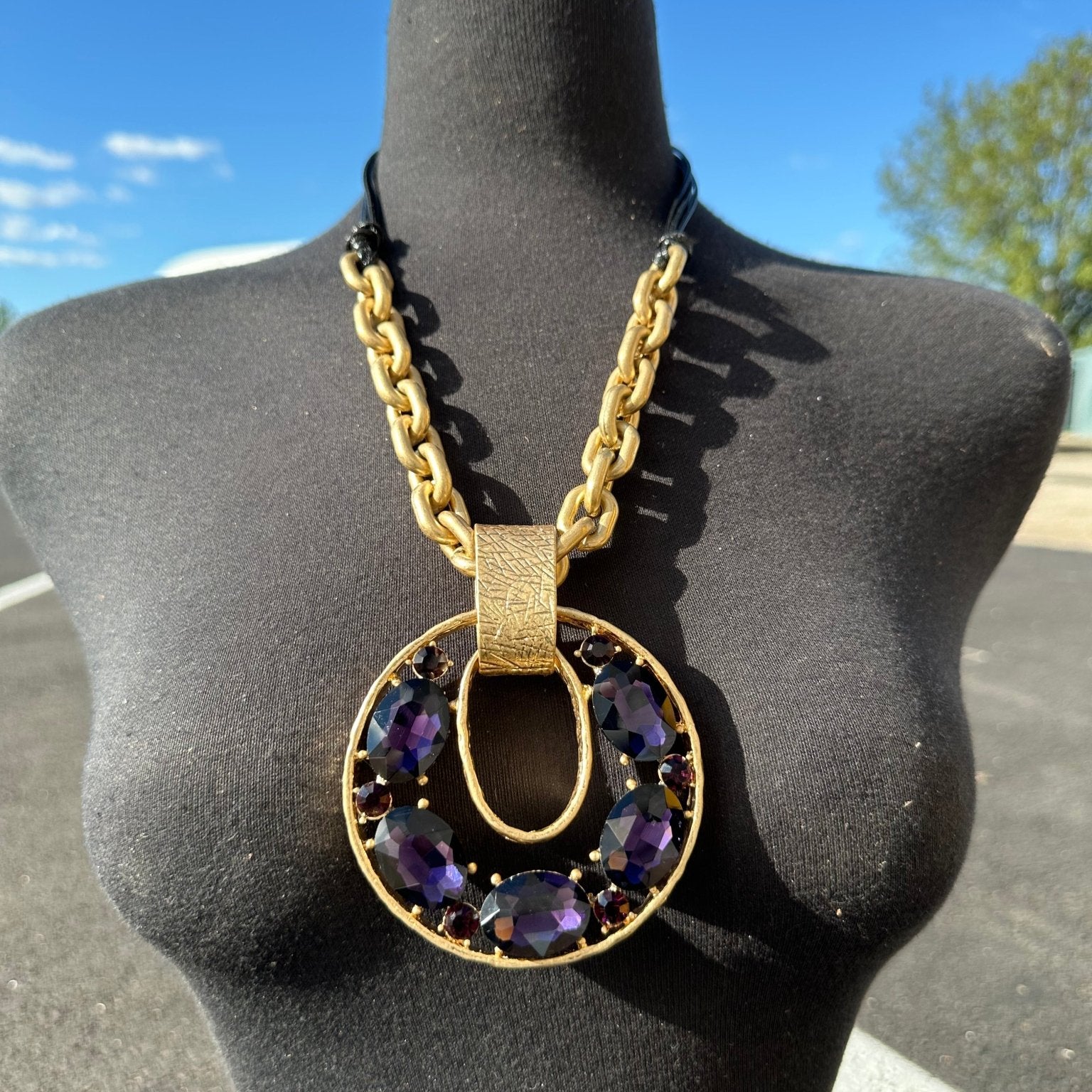 Amethyst and Emerald Eclipse Pendant Necklaces - Trufacebygrace
