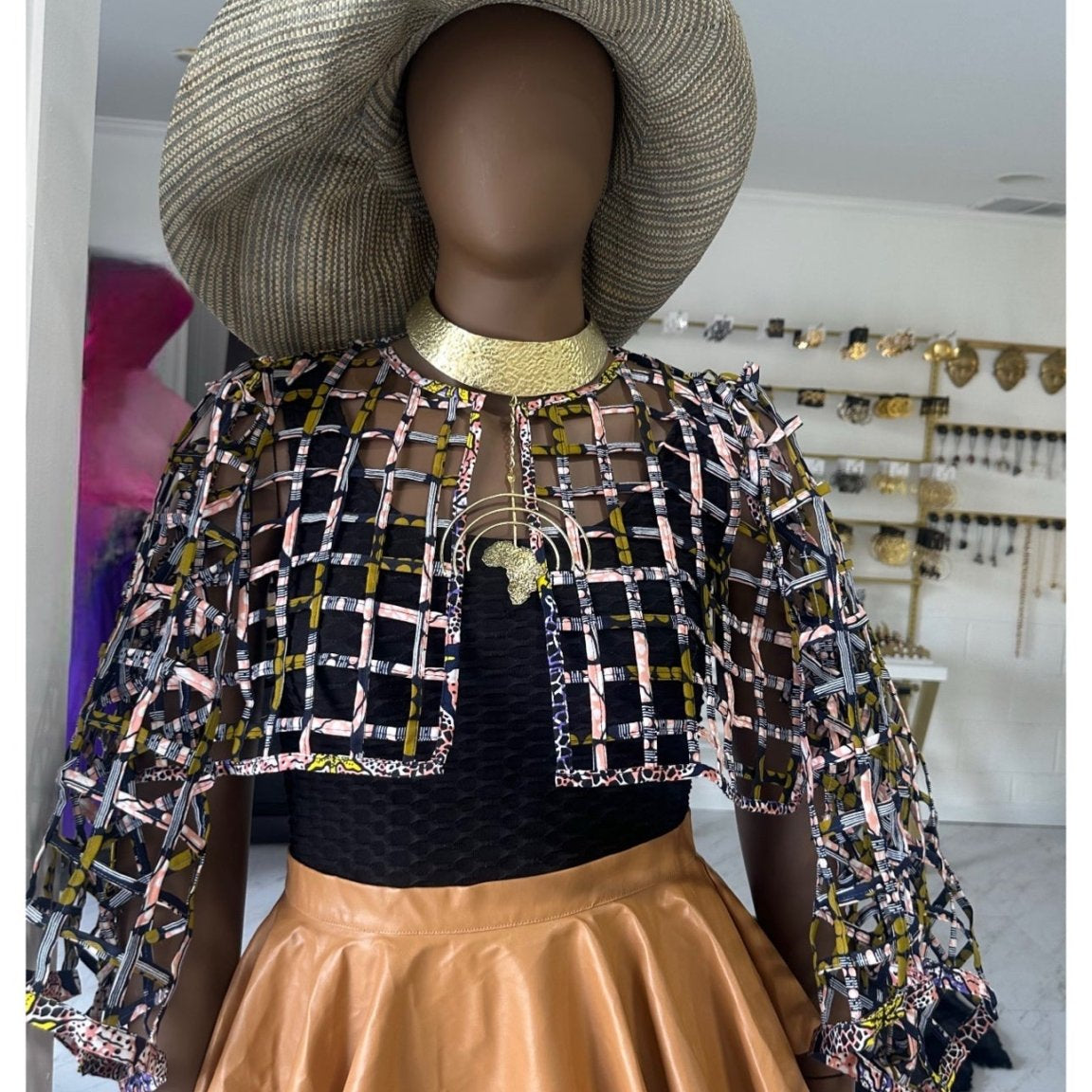 Ankara laced / Net short top/Coverup - Trufacebygrace