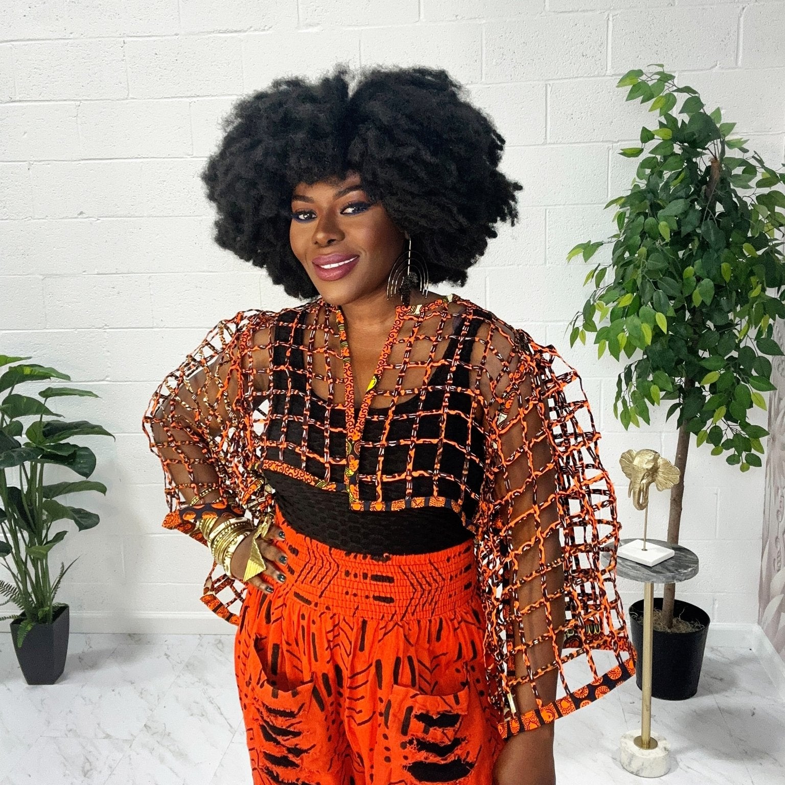 Ankara laced / Net short top/Coverup - Trufacebygrace