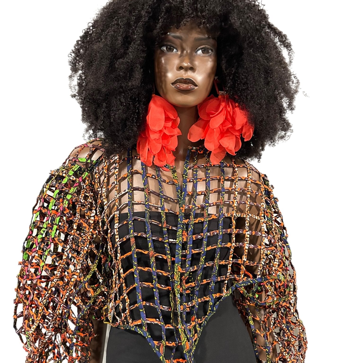 Ankara laced / Net short top/Coverup - Trufacebygrace