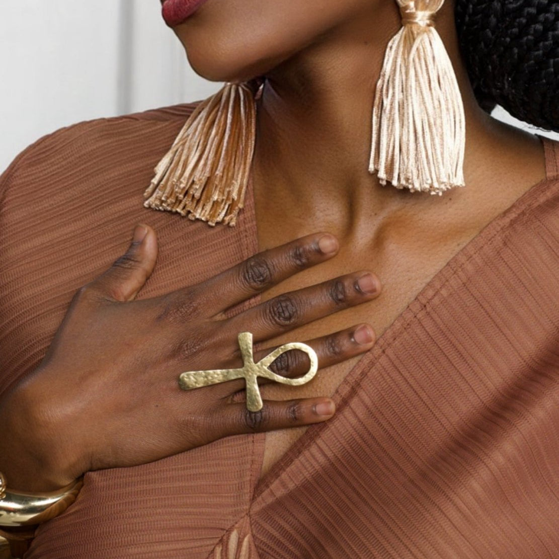 Ankh Brass Adjustable Ring - Trufacebygrace
