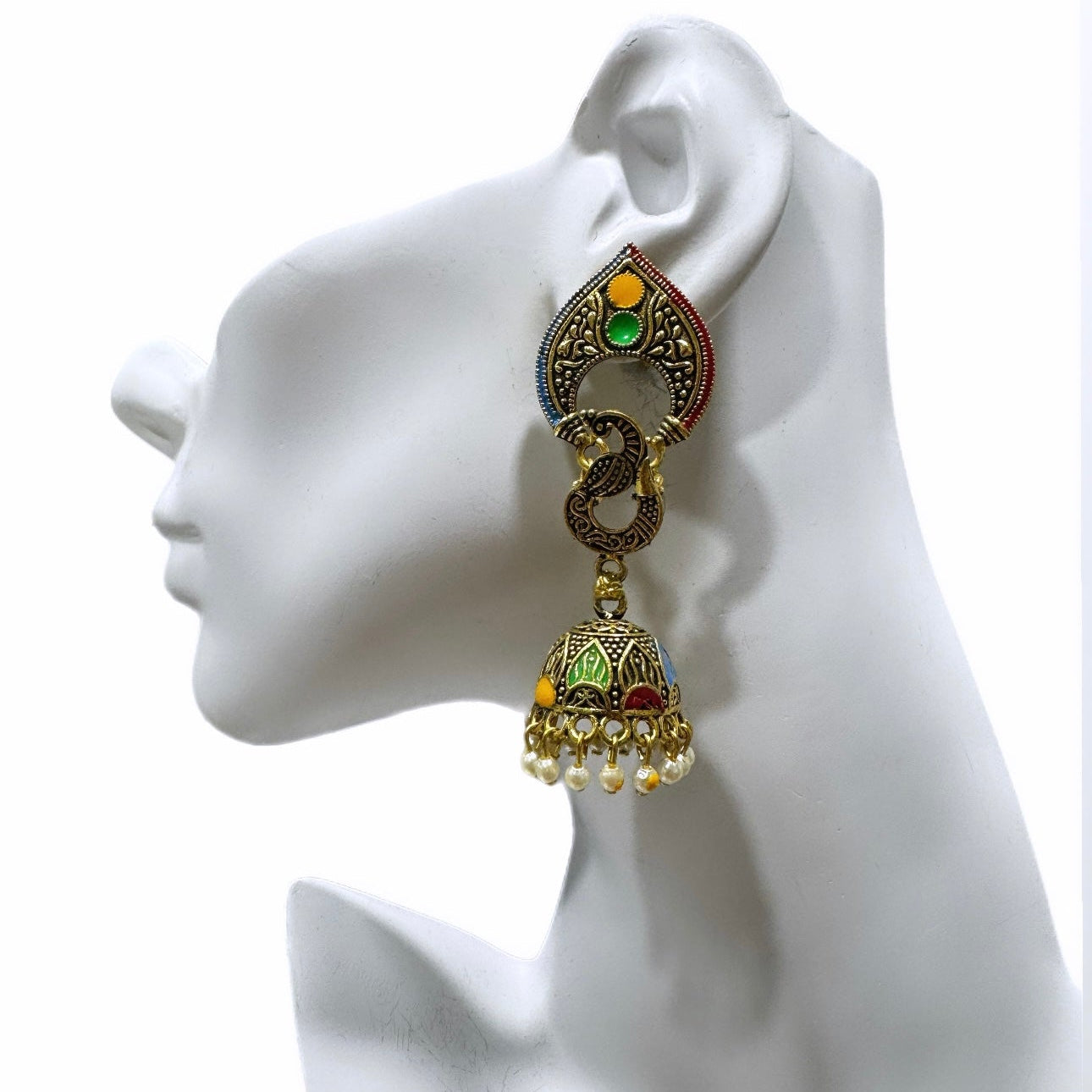 Antique Golden Swan Jhumka Earrings - Trufacebygrace