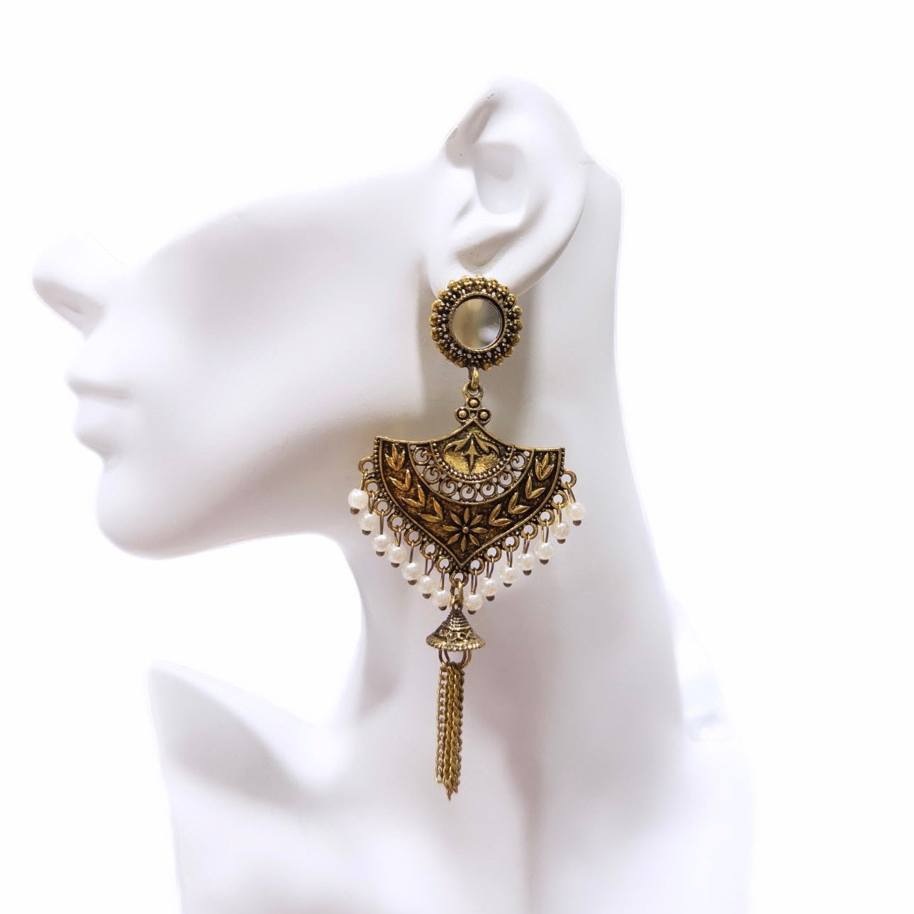 Antique Mughal Fan Jhumka Earrings - Trufacebygrace
