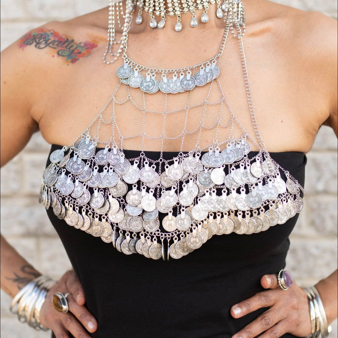 Araba Gold Coin Body chain/ Vest/ Bralette - Trufacebygrace