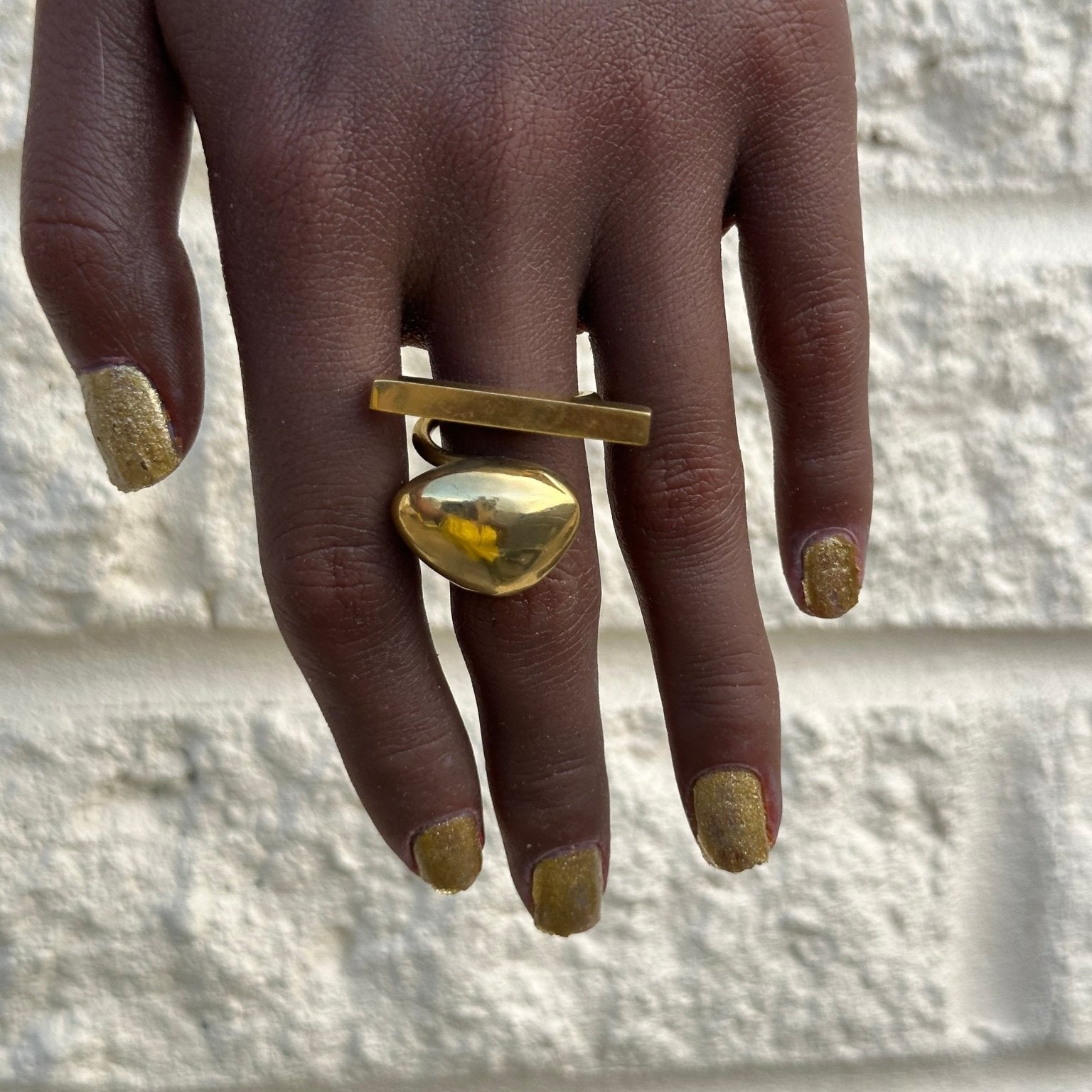 Asymmetric Brass Statement Ring - Trufacebygrace