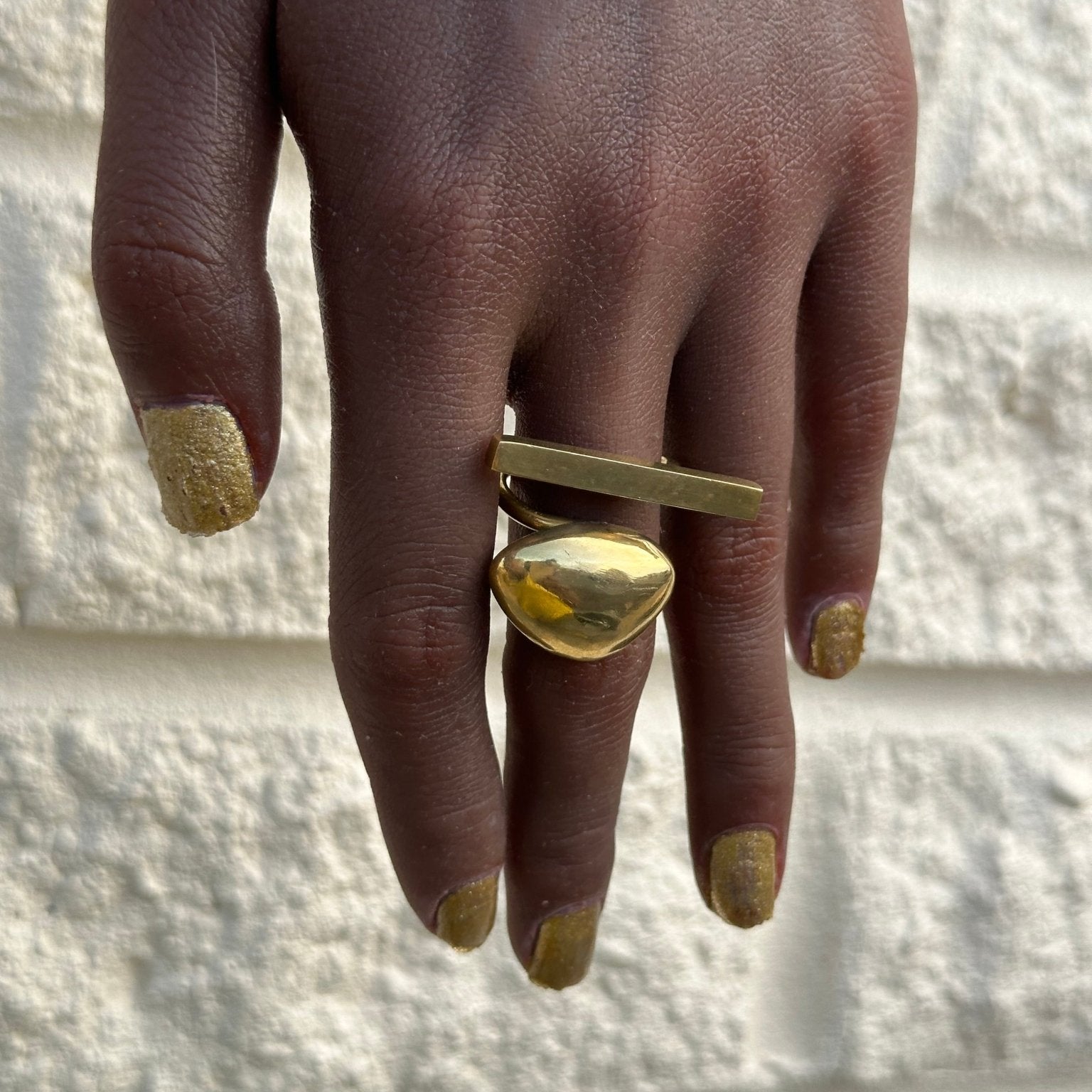 Asymmetric Brass Statement Ring - Trufacebygrace