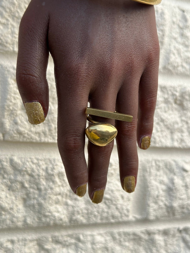 Asymmetric Brass Statement Ring - Trufacebygrace