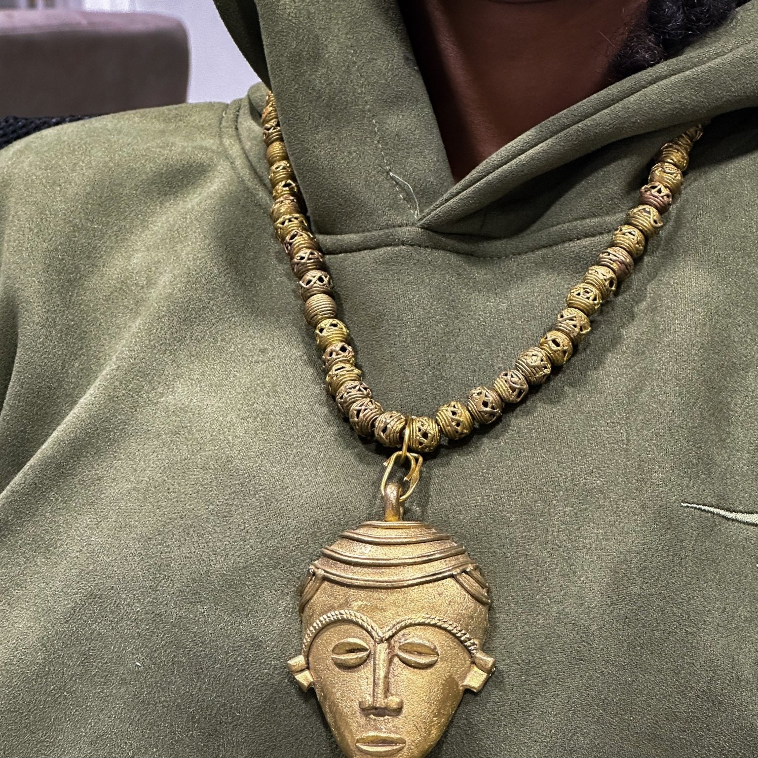 Authentic Ashanti Heritage Brass Mask Necklace - Trufacebygrace