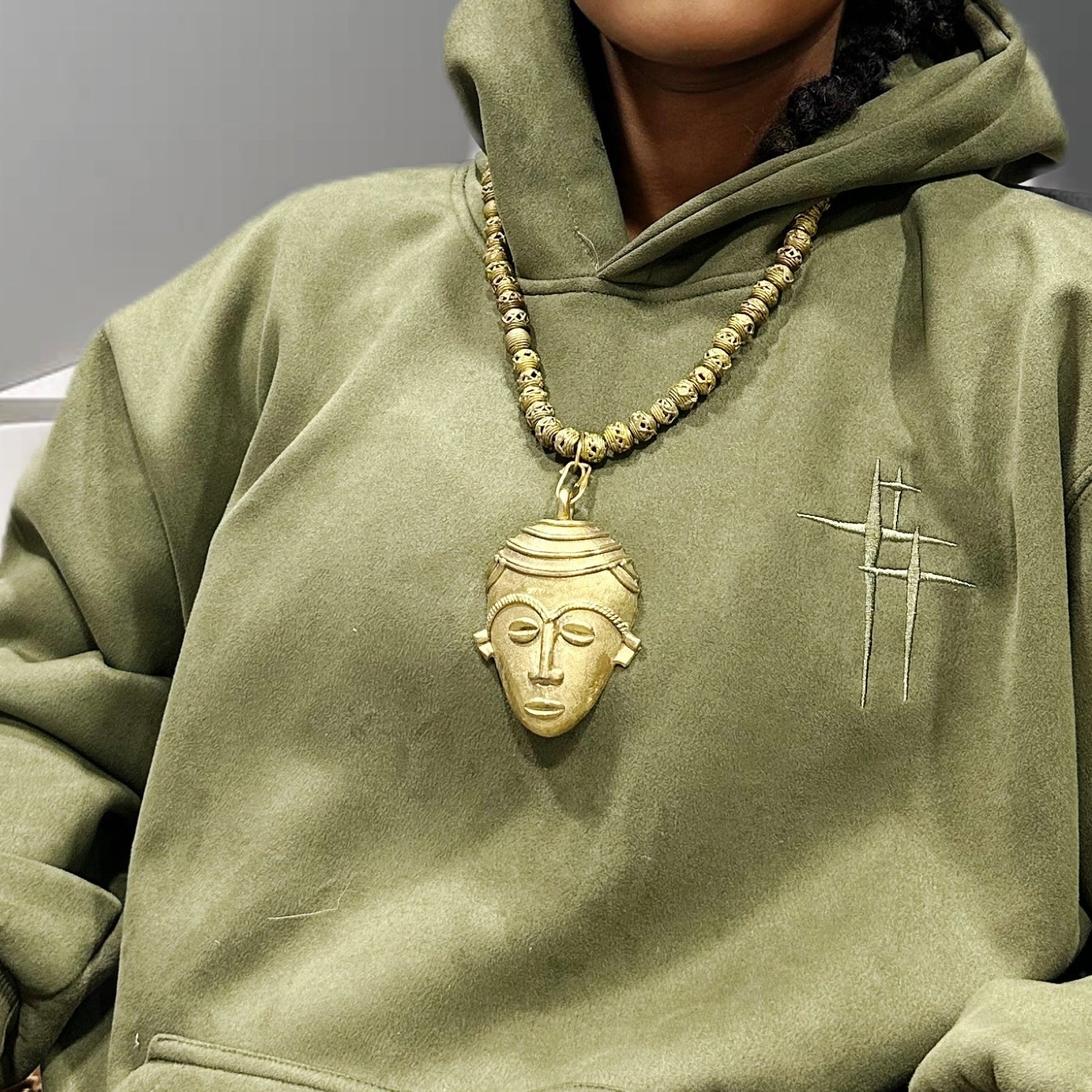 Authentic Ashanti Heritage Brass Mask Necklace - Trufacebygrace