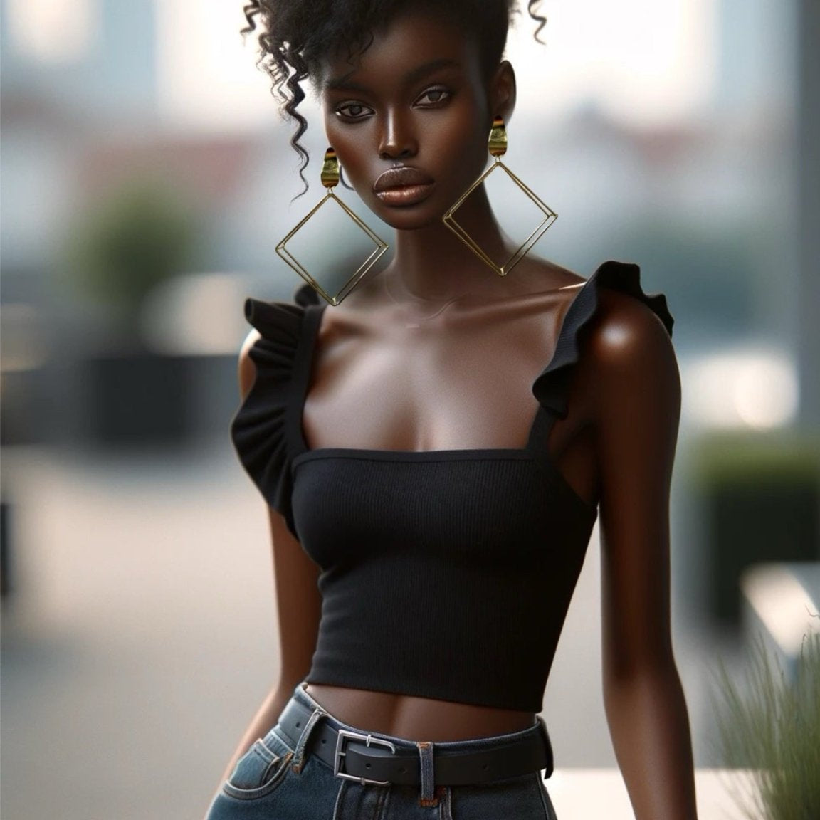 Ayika - 3D Geometric Hoop Earring - Trufacebygrace
